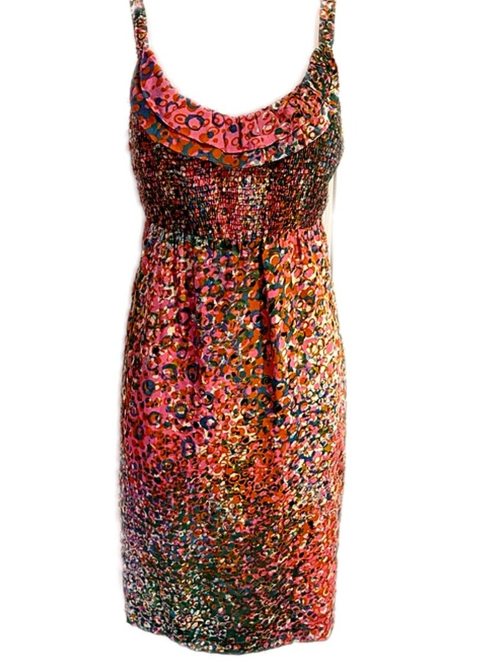 Anthropologie Maeve Confetti Whirl Natural Silk Dress Sleeveless size XS